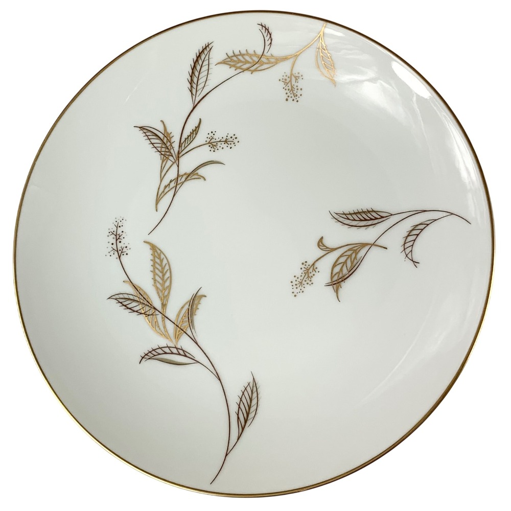 Noritake Jania 5631 Bread Butter Plate White Gold Leaf Trim Vintage Japan 8.25"